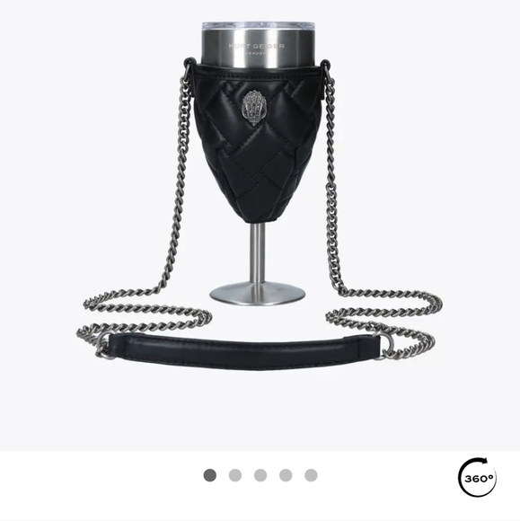 Kurt Geiger London Wine glass holder crossbody  NWT. Quilted  leather. Black - Picture 2 of 9